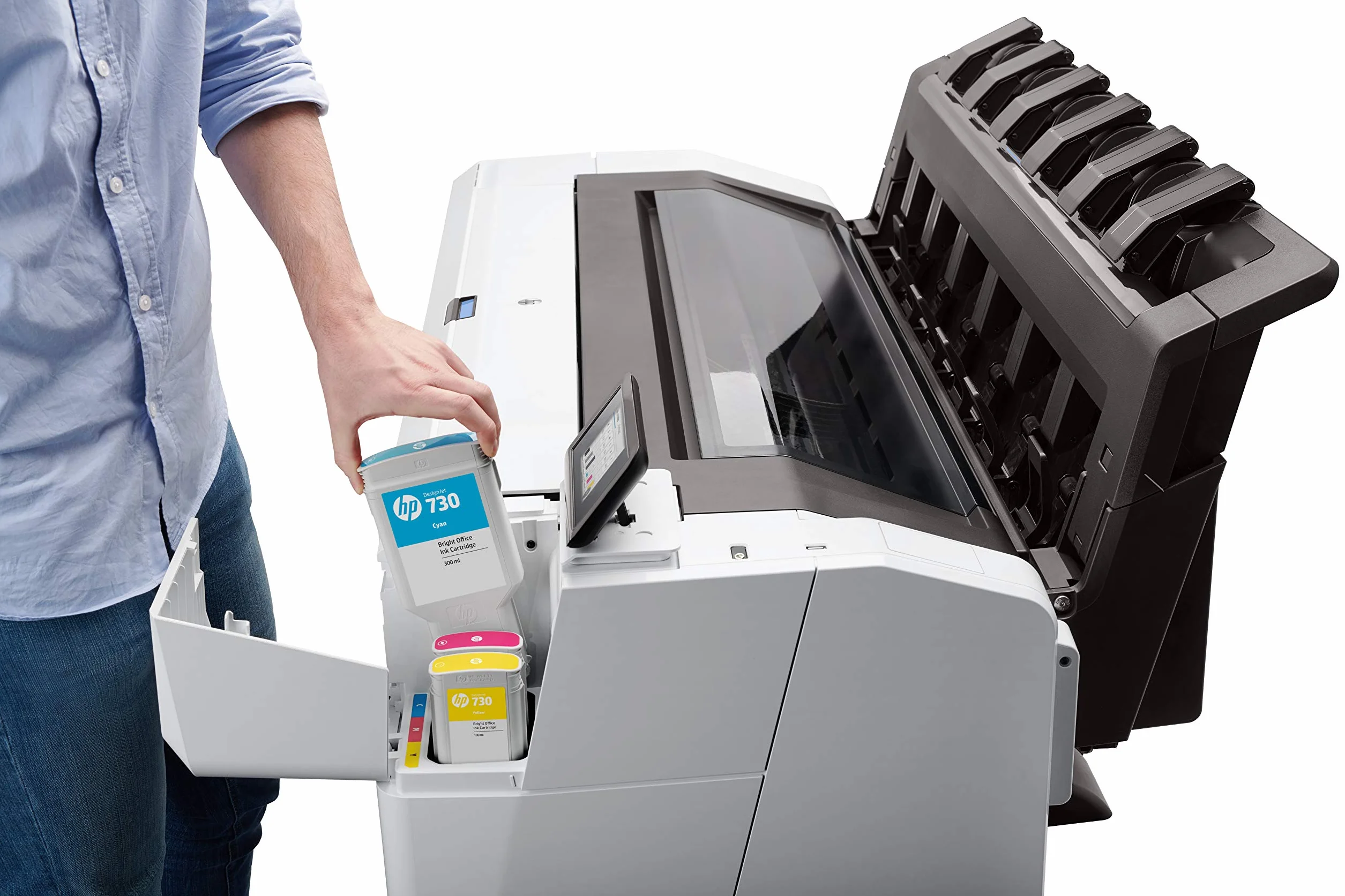 HP DesignJet T1600 3EK10A, da 91 cm, velocità 180 stampe A1 all’ora, grammatura da 60 a 328 g/m², LAN Gigabit, USB, Wi-Fi, piedistallo, Bianco