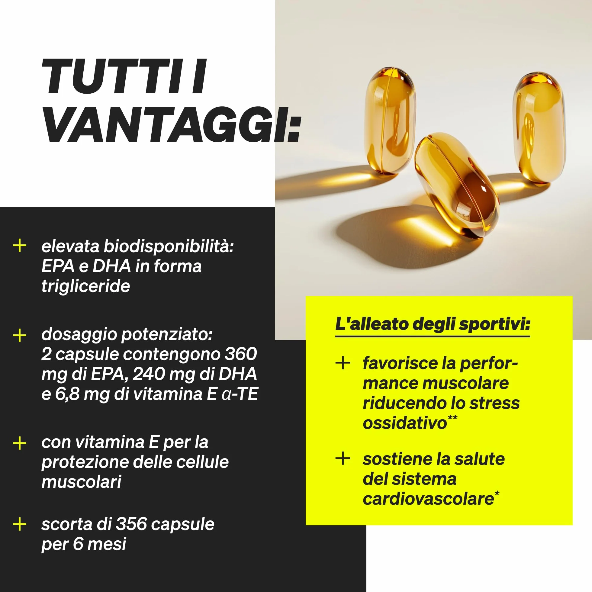 Omega 3 Olio di Pesce 2000mg 365 softgels EPA 360mg DHA 240mg alto dosaggio Germania