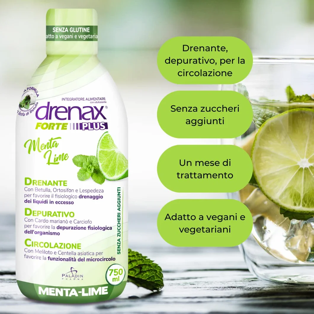 Drenax Forte Plus Menta e Lime Integratore Drenante Depurativo 750ml