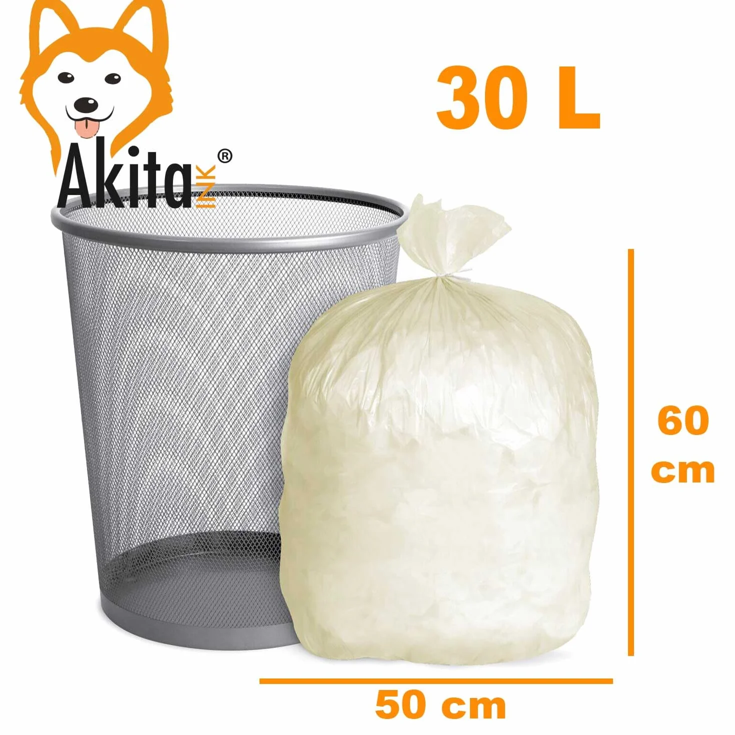 Sacchetti Spazzatura 30L 50x60cm Trasparente Antigoccia Antistrappo 6 Rotoli 120 Sacchi