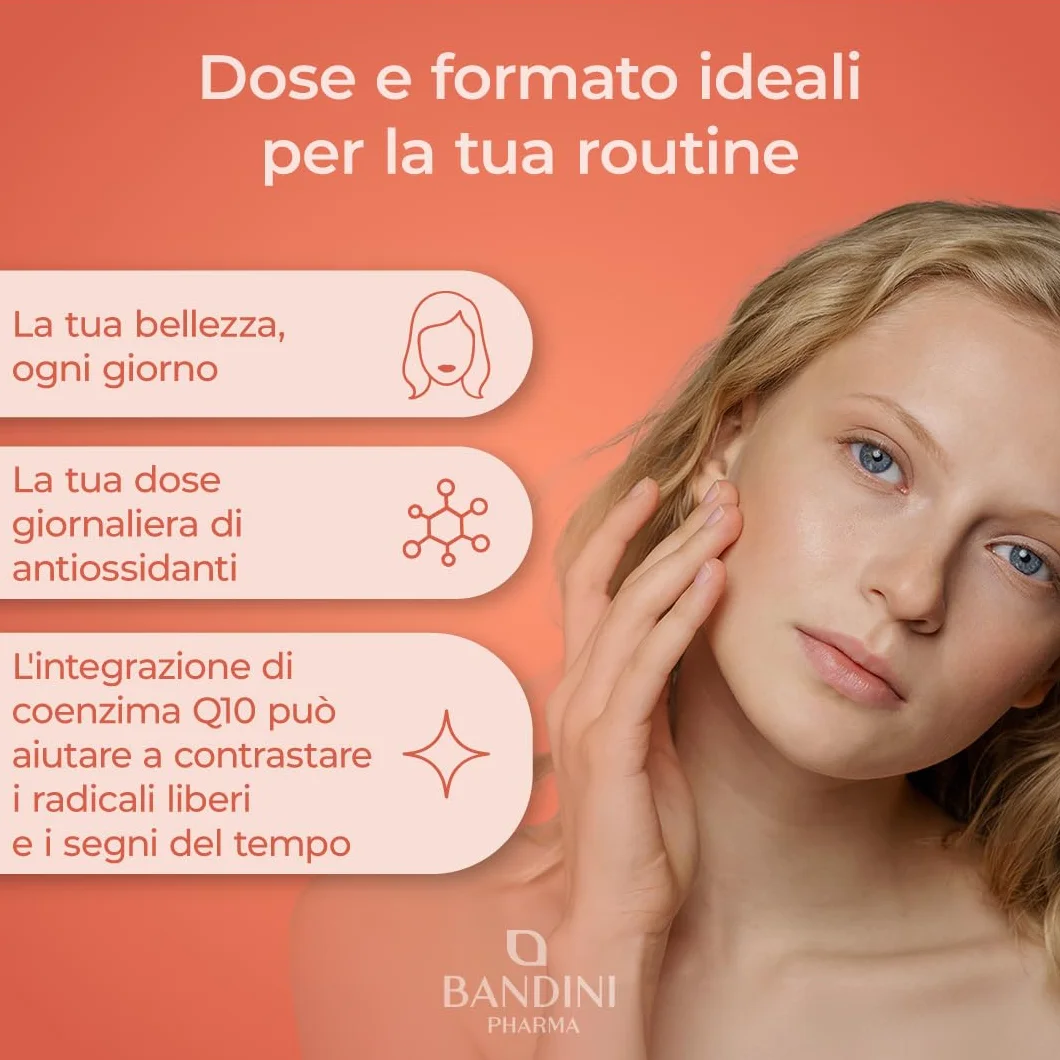 Bandini Coenzima Q10 200mg 60 Capsule Vegane Ubiquinone Puro Coq10 Fermentato Naturalmente Alto Dosaggio Alta Biodisponibilità