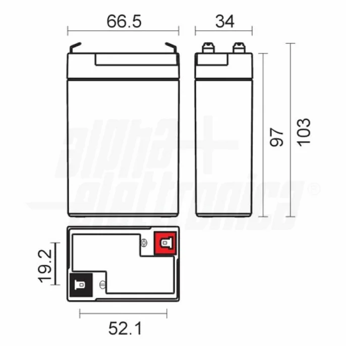 Batteria al piombo 6V 3,2Ah AGM - ALPHA ELETTRONICA BP06-3,2