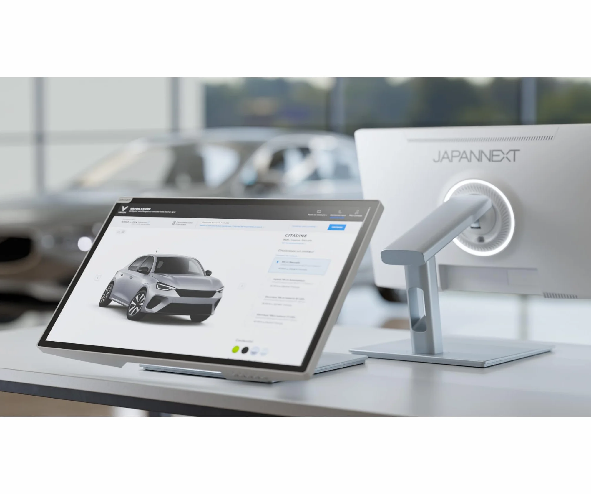 JapanNext Monitor Tattile Bianco 21.5" IPS con braccio articolato | Full HD (1920x1080) | HDR | Ricarica via USB-C(65W) Altezza e inclinazione regolabili | JN-IPS2152FHDR-C65W-FLD-T