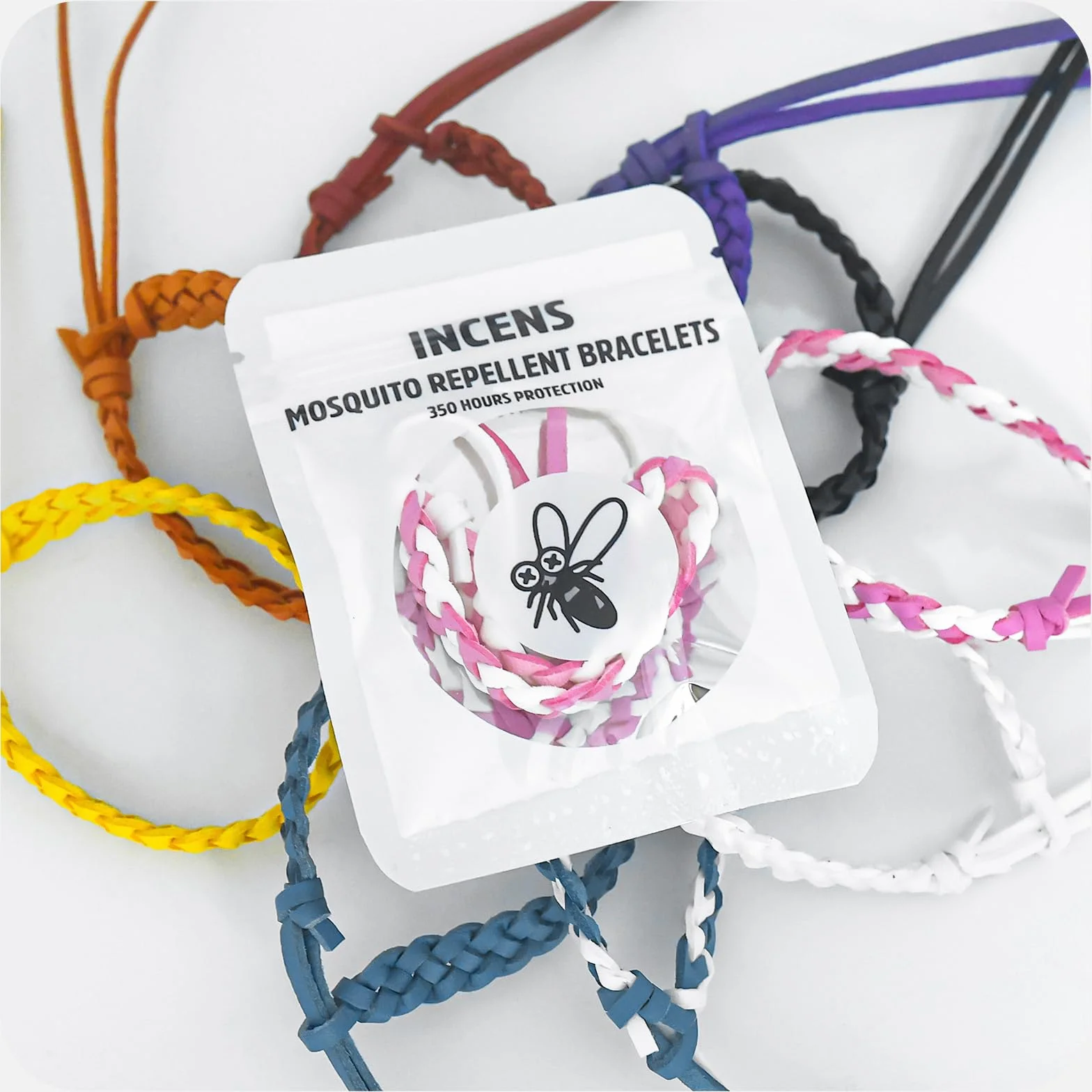 Braccialetti repellenti per zanzare conf. da 10, pelle regolabile senza DEET, naturali, protezione 350 ore