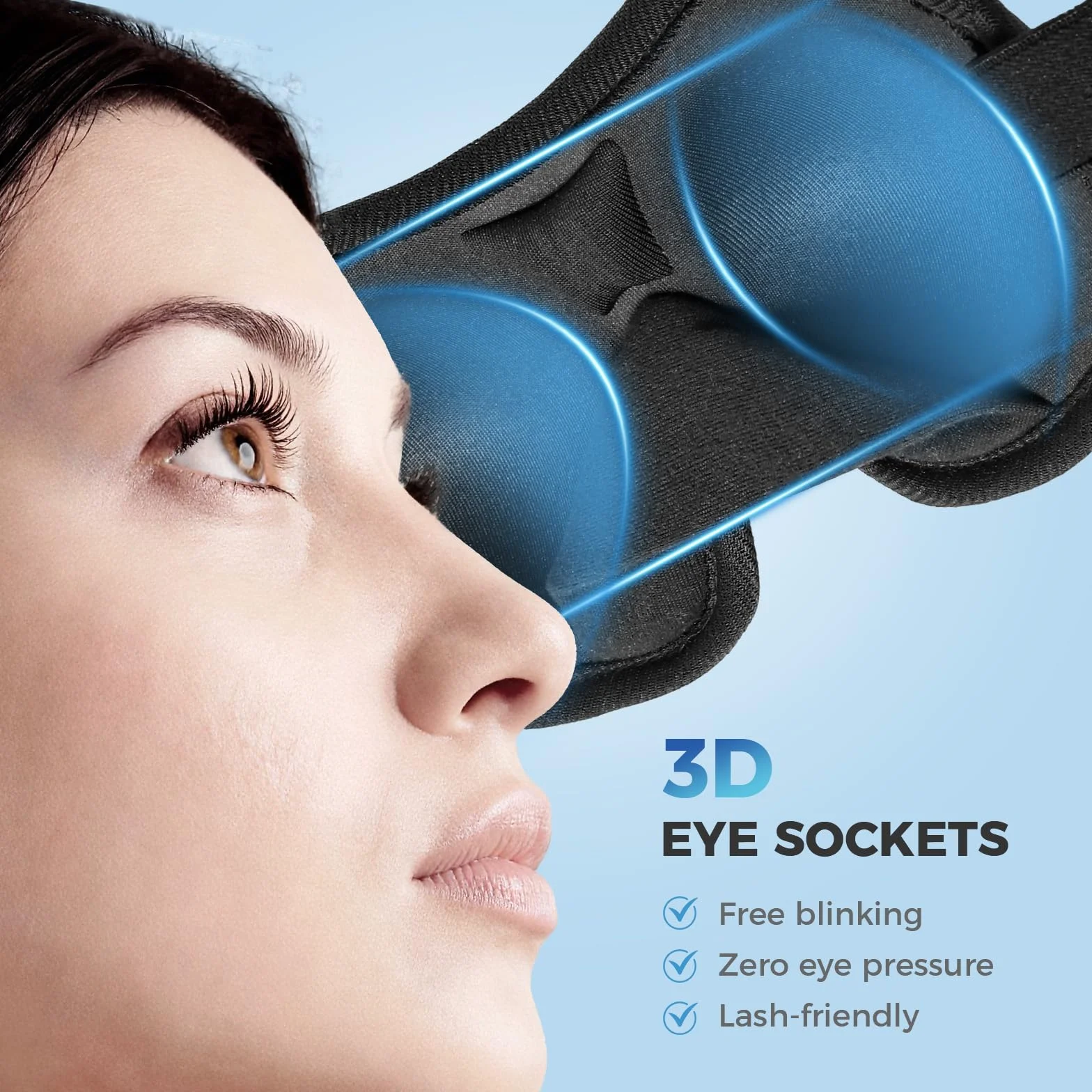 Mascherina per Dormire Brencco Pressione Oculare Zero Design 3D Confortevole per Occhi