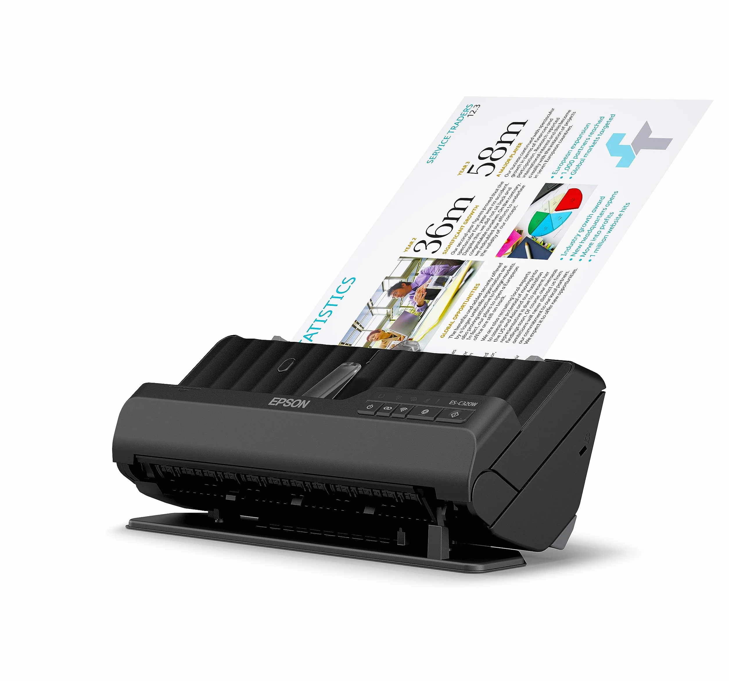 Epson ES-C320W Scanner A4 di Precisione per Documenti e Foto, Connessione Wireless, Ottimizzato per la Gestione dei Documenti, Gestione versatile dei Supporti e Bassi Consumi Energetici