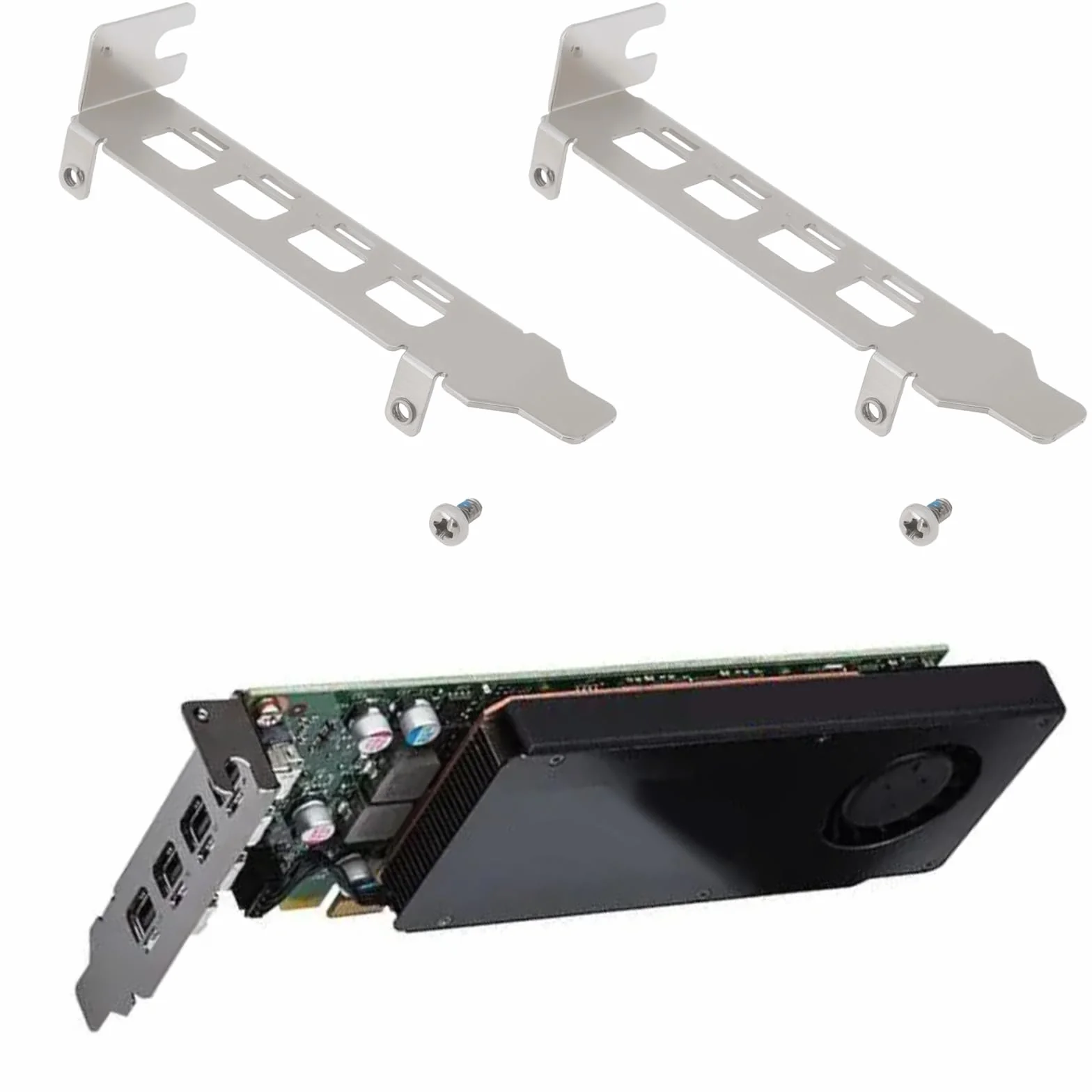 The Lord of the Tools Staffa per scheda grafica a basso profilo, compatibile con NVIDIA Quadro K1200, NVS510, P600, P620, P1000, T600, T1000, 79,6 x 18,8 mm, con viti, colore argento