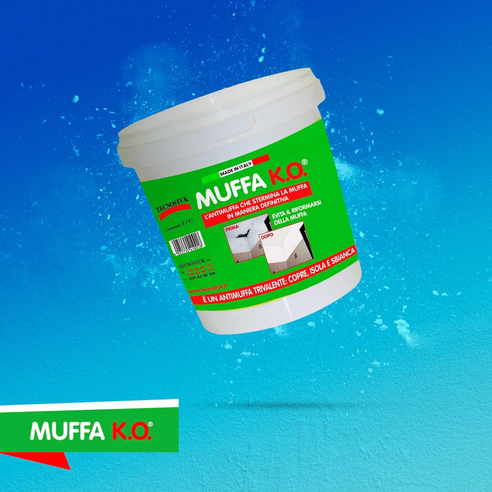 Eurocali Muffa KO Tecnostuk lt.3 Fondo Antimuffa per Muri Made in Italy - Ecologico e Traspirante