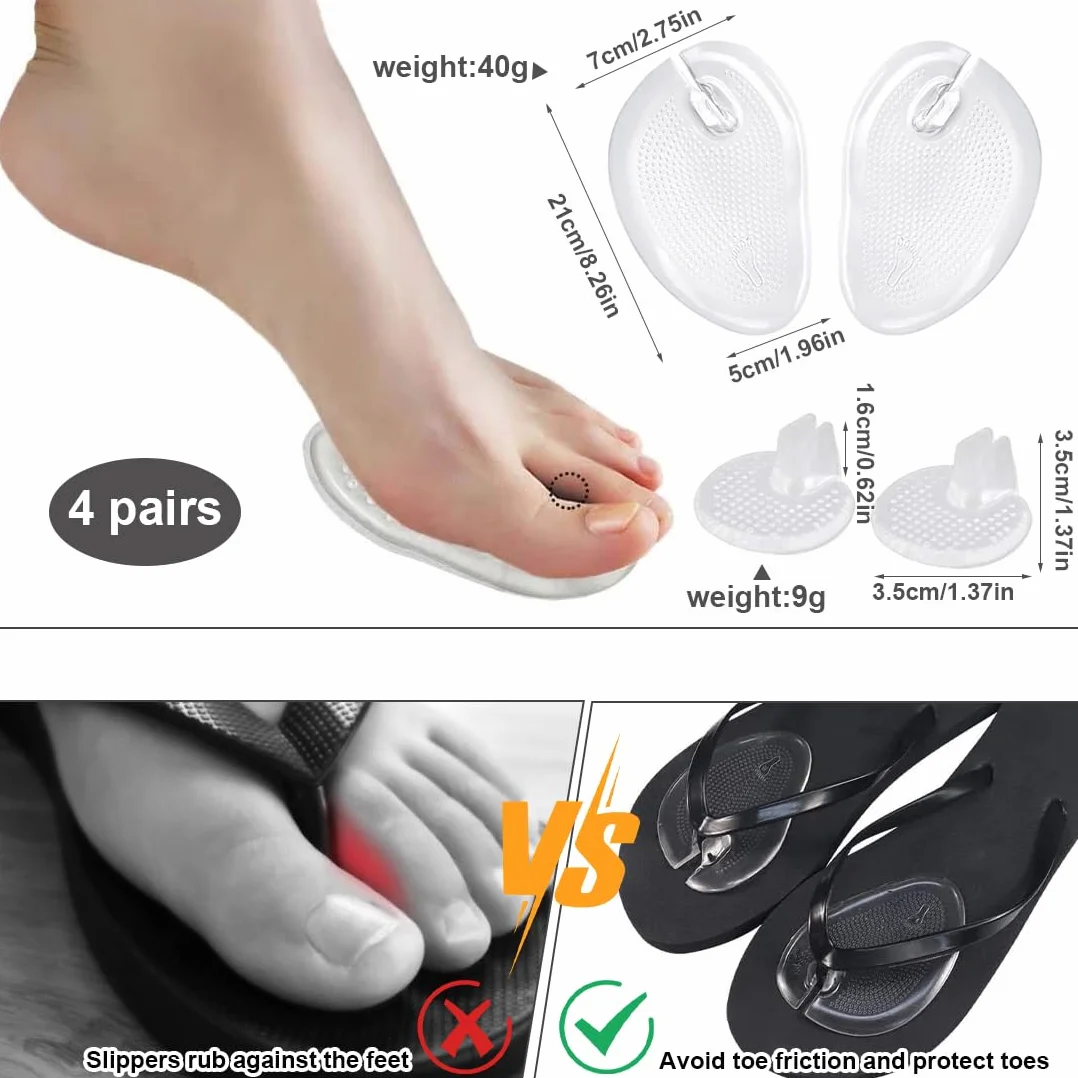 Protezione Dita Piedi Silicone per Infradito, Salvadita Piedi Gel Antiscivolo Riutilizzabile, 4 Paia