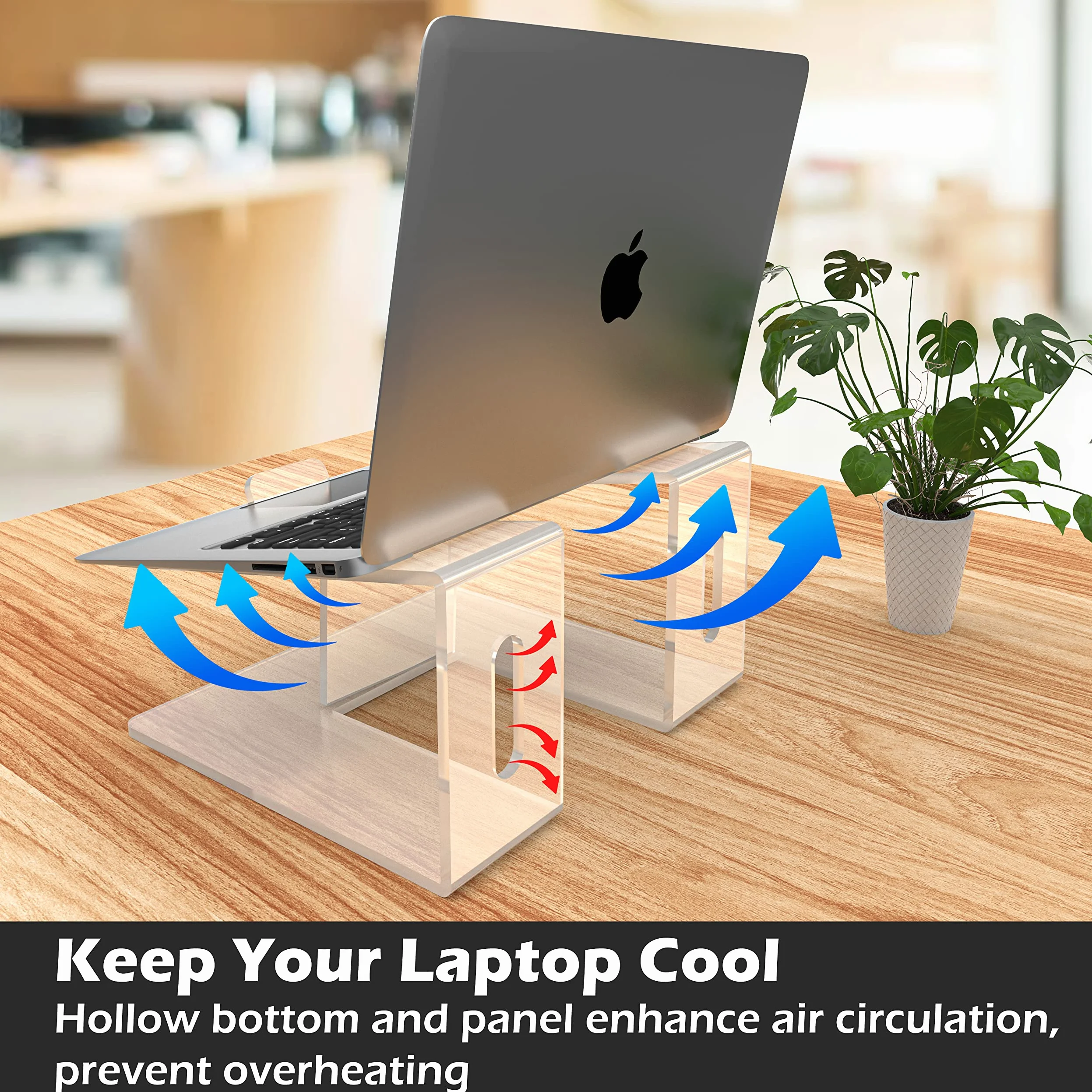 Kamehame Supporto per laptop in acrilico, spessore 6 mm, in acrilico trasparente, per scrivania, portatile ed ergonomico in acrilico, per ufficio, casa, compatibile con laptop da 10 a 15,6 pollici