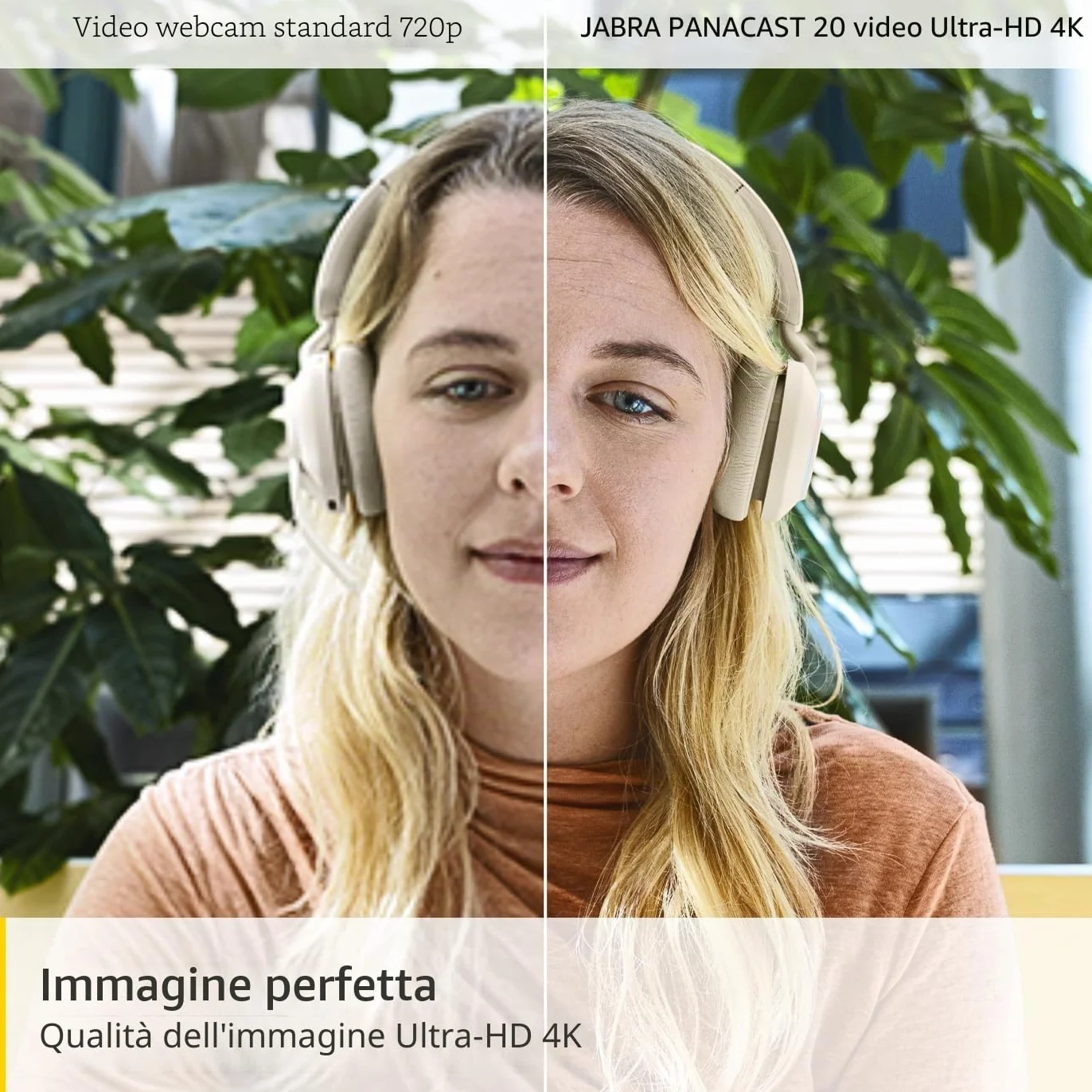Jabra PanaCast 20 Webcam per videoconferenze in 4K Videocamera Plug & Play, con risoluzione 4K Ultra-HD e IA integrata, zoom intelligente e ottimizzazione dell'illuminazione