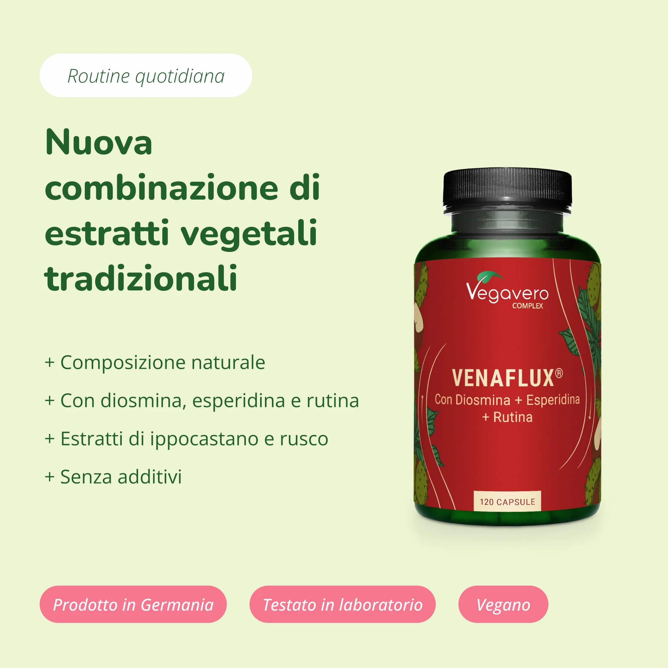 Vegavero Diosmina + Esperidina Alto Dosaggio 120 capsule Integratore Flavonoidi per Microcircolo Circolazione Gambe e Vene Varicose Vegan