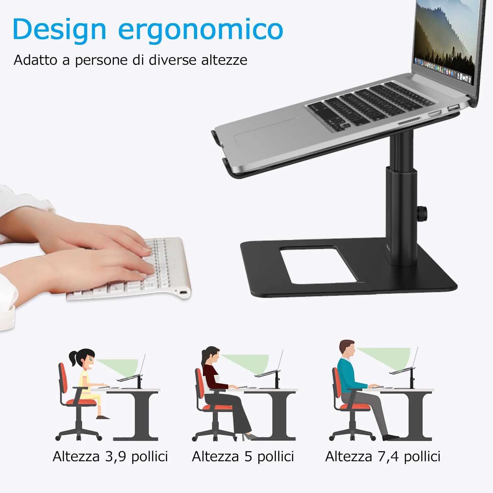 BoYata Supporto PC Portatile, Supporto per Laptop Ventilato Regolabile in Altezza, Supporto per Notebook Compatibile con MacBook Pro/Air 10-15,9 '', HP, Dell, Surface, Samsung, Acer