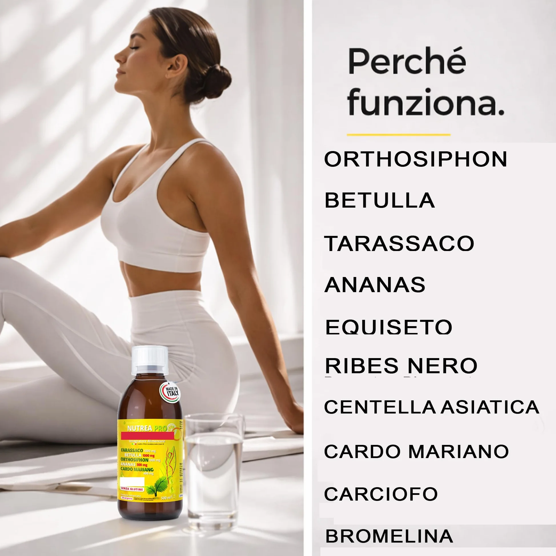 NUTREA PRO Drenante Anticellulite Dimagrante Forte 500ml con Bromelina e Tarassaco