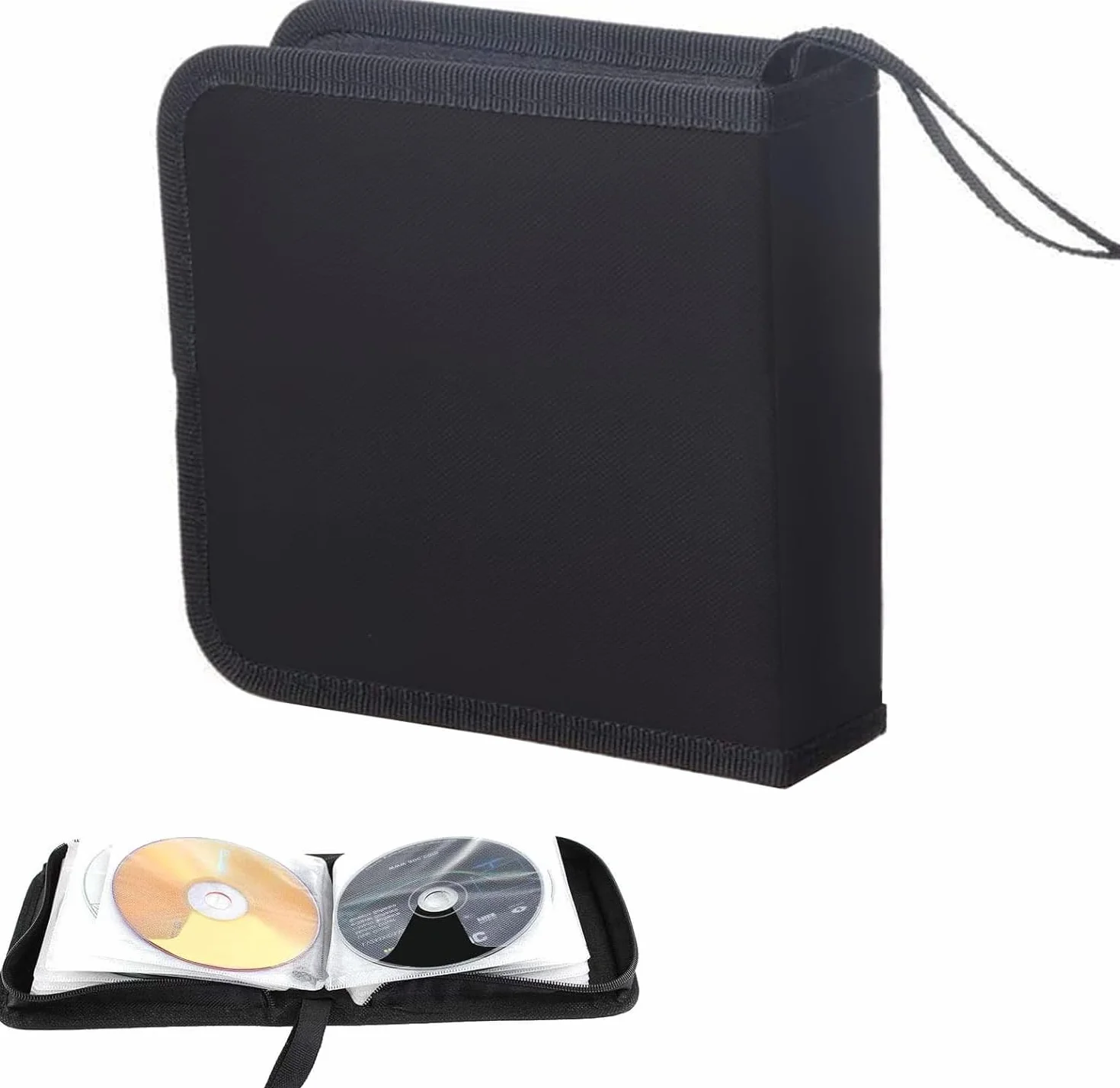 Borsa per CD, custodia per CD per auto e casa, custodia per dischi CD DVD per 40 dischi (nera)