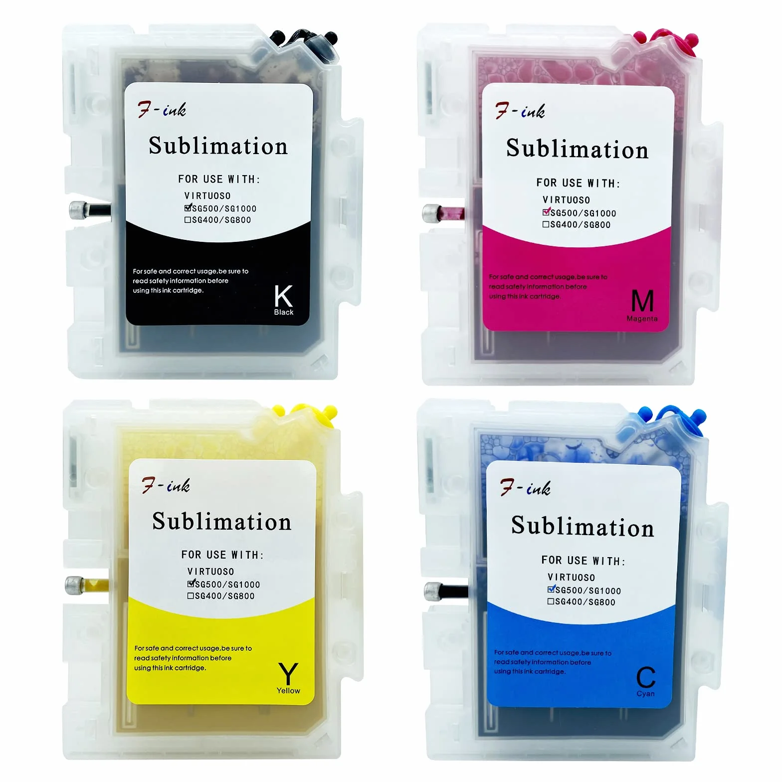 Fink Cartuccia d'inchiostro pre-riempita per sublimazione compatibile con stampanti Sublijet Sawgrass Virtuoso SG500 e SG1000, cartuccia d'inchiostro ricaricabile a sublimazione