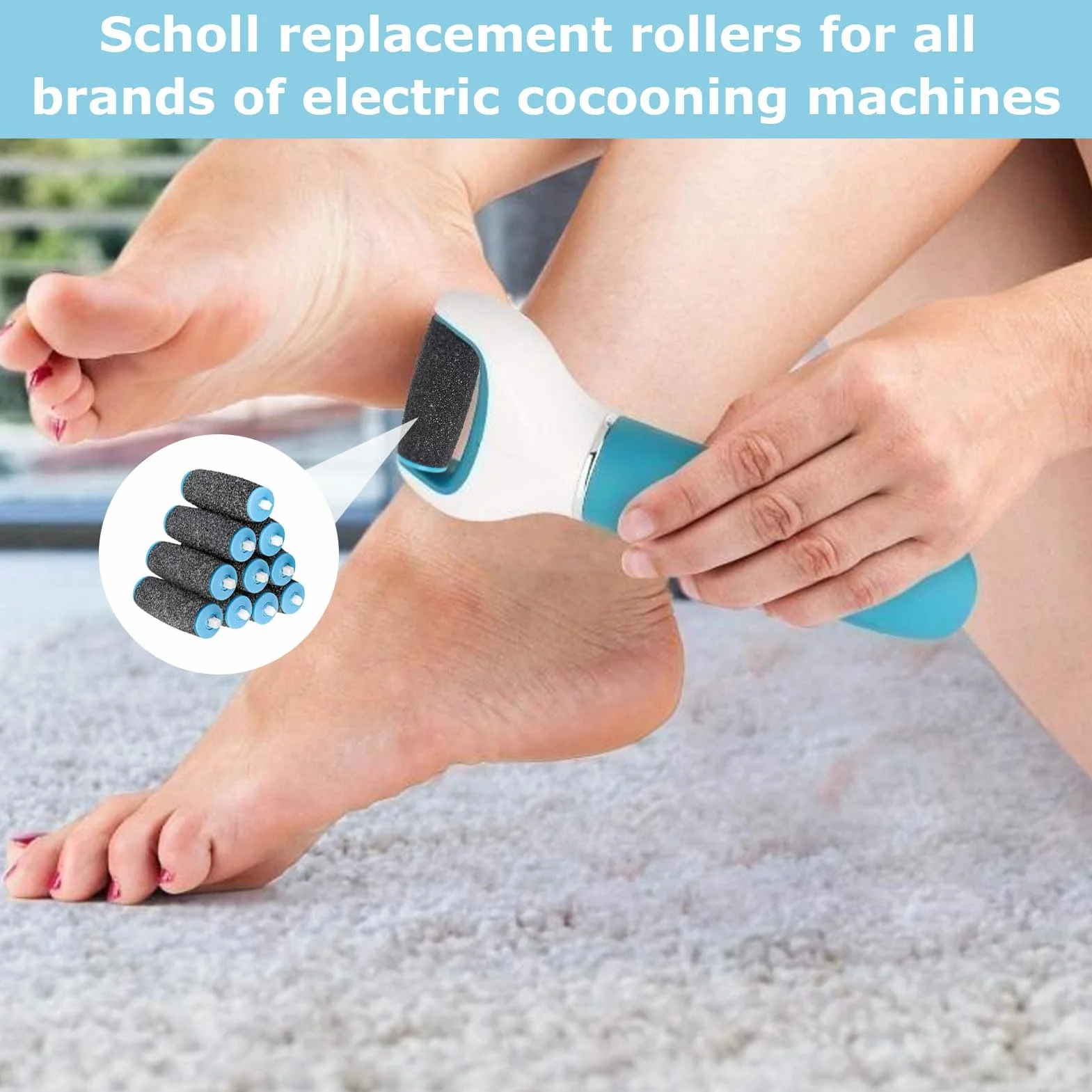 Dr Scholl Velvet Smooth Rulli Ricambi Compatibile con Scholl Smooth, Esfoliante Piedi, 10 Pezzi
