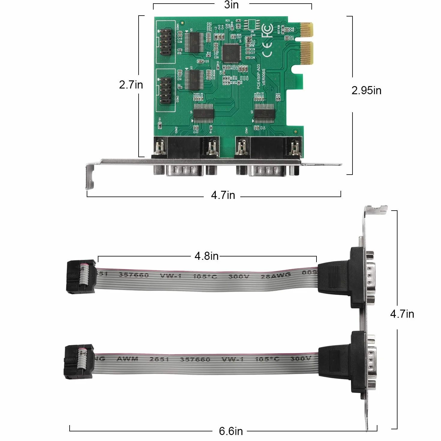 Scheda Porta Seriale PCI-E a 4 Porte R232 con Velocità Bidirezionali Fino a 250 Kbps, Controllata da UN Modem Seriale per Reti Seriali, Terminali POS, ecc.