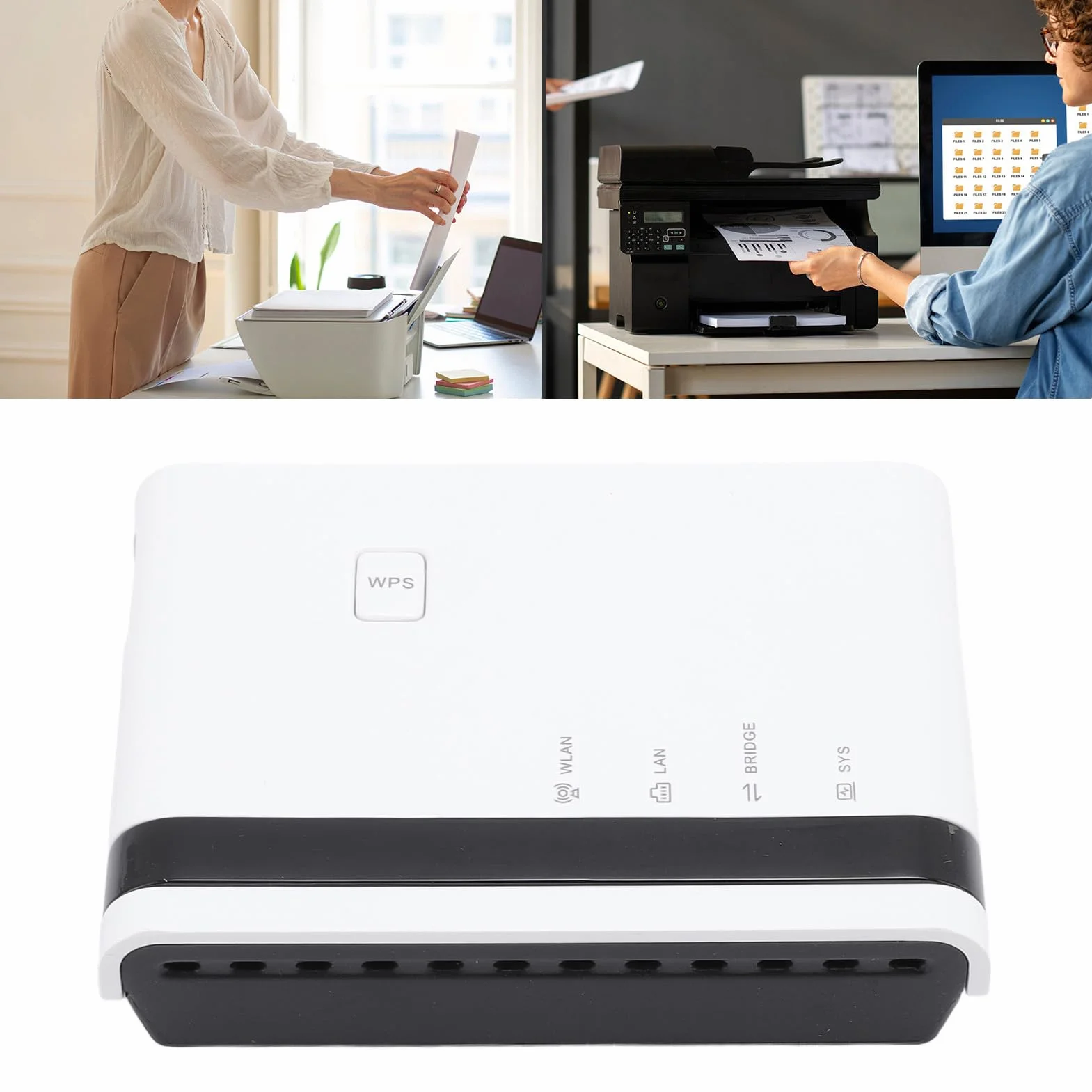 Tosuny Server di Stampa USB, Server di Stampa LAN Ethernet Wireless, Supporto 4 Stampanti, con Porta USB 2.0, Condivisione LAN Bridge 10/100 Mbps, Plug e Riproduzione per Wins 7 8 10 (white)