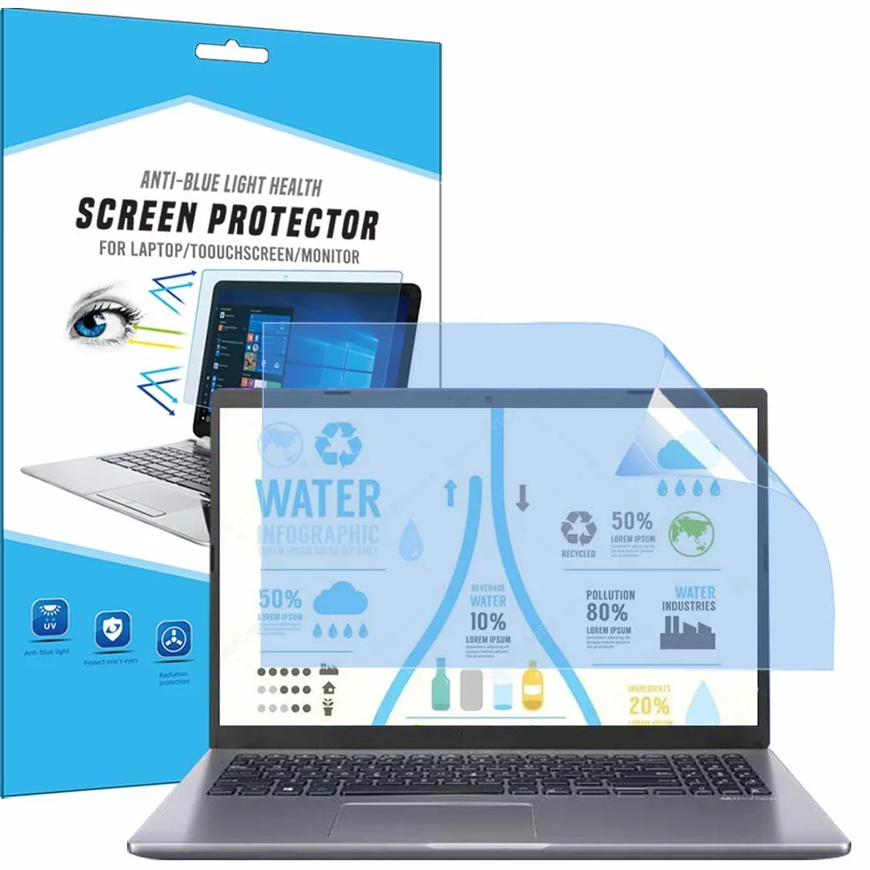 FiiMoo 13.3 inch Anti Luce Blu Proteggi Schermo, [2 Pezzi] Filtro Antiriflesso Protezione per Gli Occhi, Pellicola Protettiva Schermo per Laptop 13.3 Pollici (16:9)
