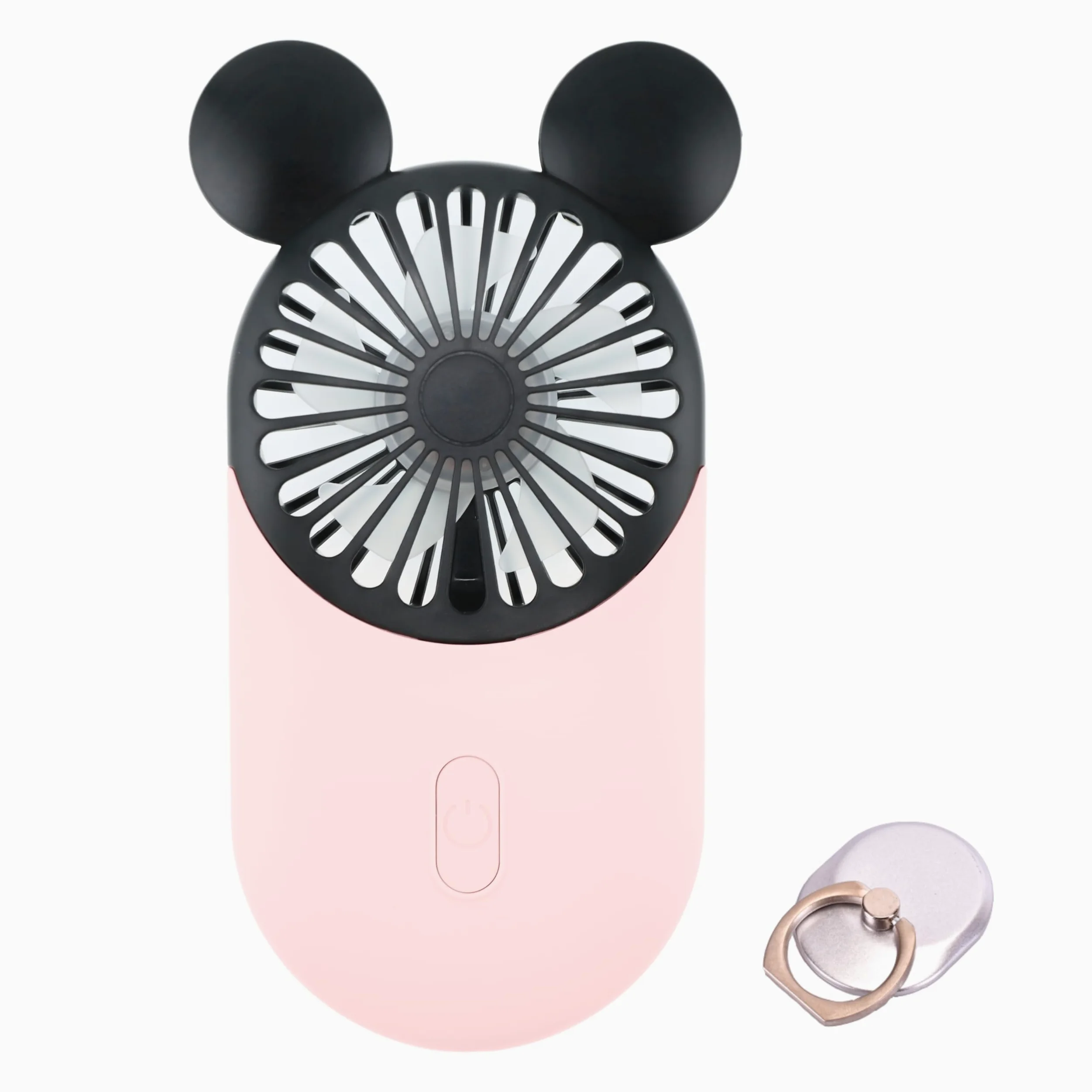 Mini ventilatore personale, portatile e portatile, ricaricabile tramite USB, con bella luce LED, 3 velocità regolabili, supporto portatile, perfetto per attività al chiuso o all'aperto,