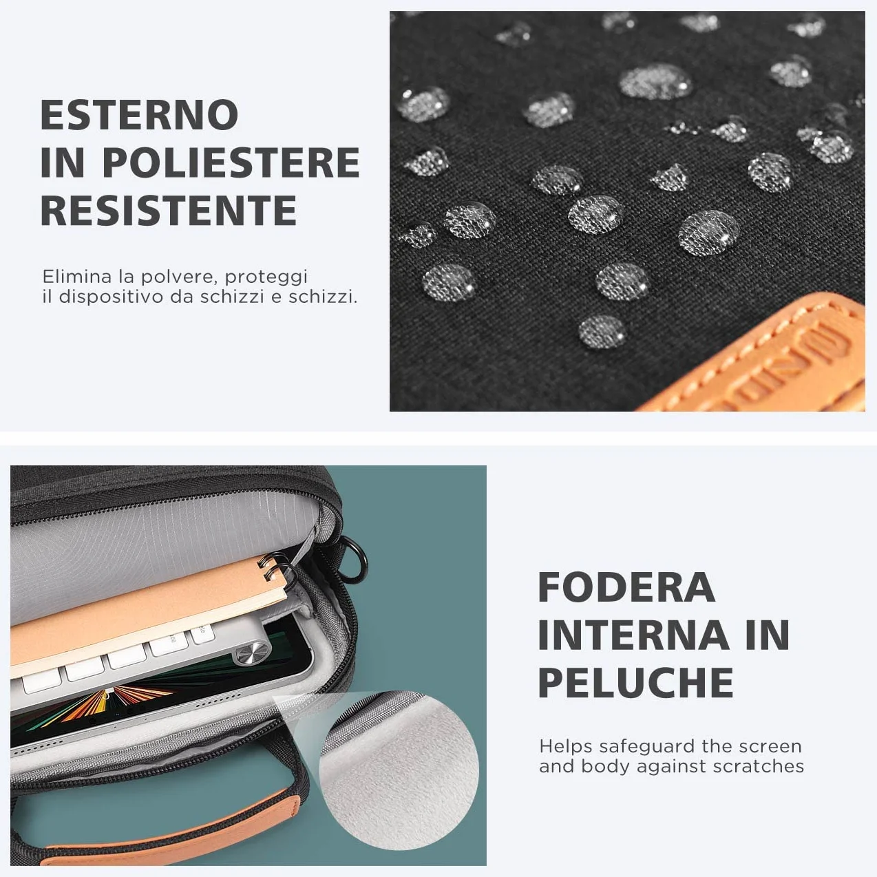 NIDOO 10-11 Pollici Tablet Custodia Protettiva Borsa a Tracolla PC Portatile con Manico per 10" iPad/10.5" 11" iPad Pro M1/10.5" 10.9" iPad Air/10.5" Surface Go 2 3/10.8" Surface 3, Grigio Scuro