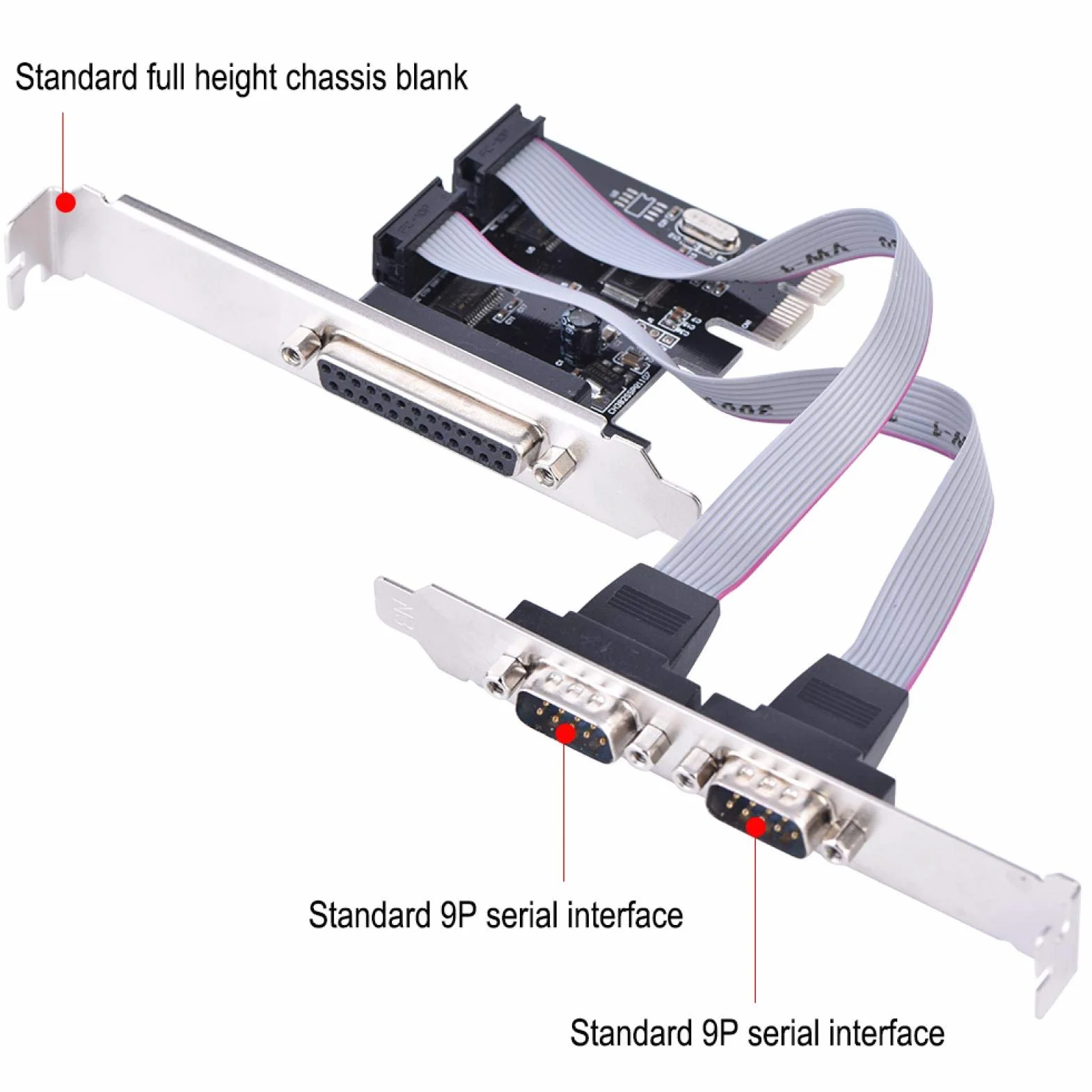 ASHATA Scheda Interfaccia PCI Express Seriale RS232 a 2 Porte, Porta Seriale PCI-E a Doppia Porta Seriale RS-232 + 1 per Porta LPT Parallela DB25, Adattatore Scheda Seriale RS232 PCIe per PC desktop