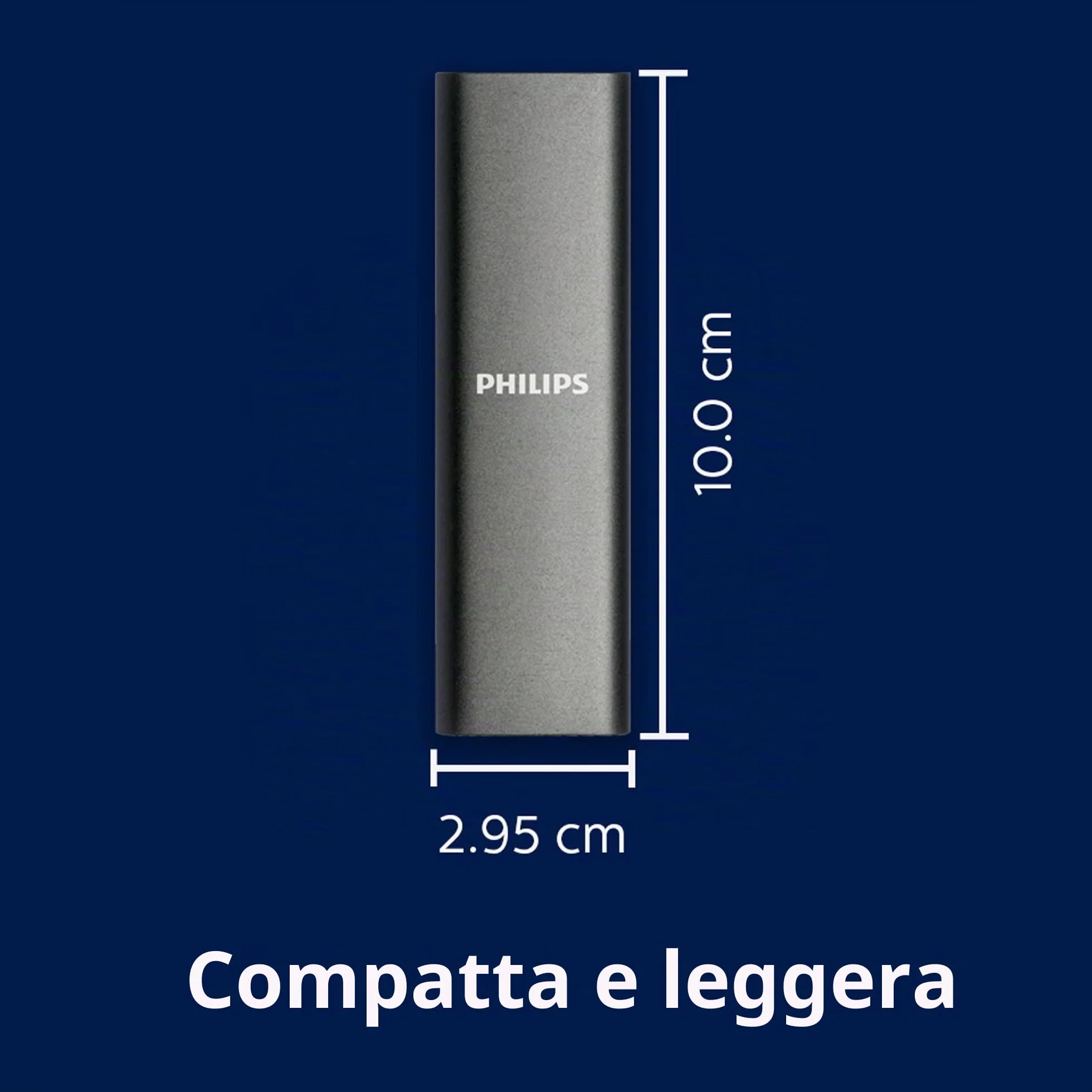 Philips SSD esterno portatile 2TB - Ultra Slim SATA Ultra Speed USB-C, velocità di lettura fino a 550 MB/s, alluminio