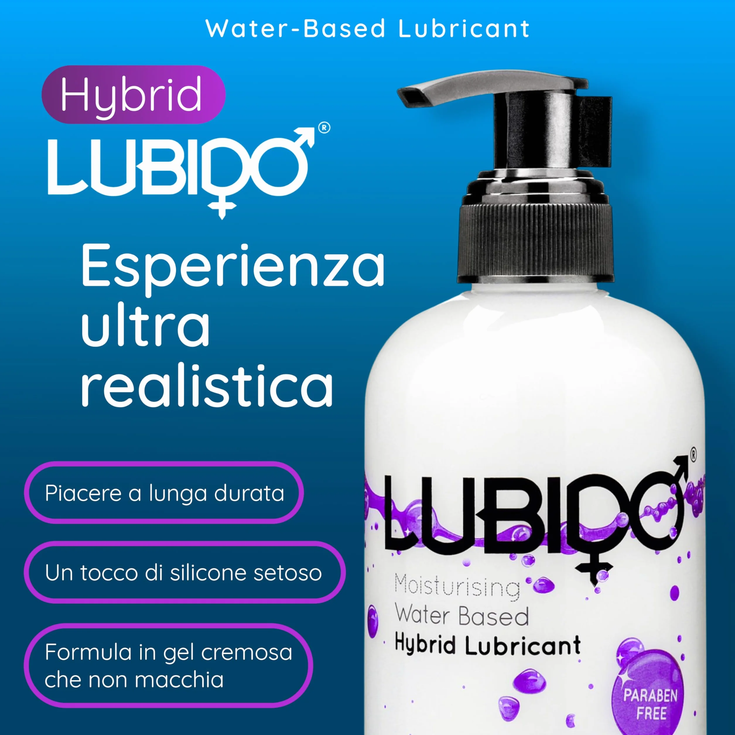 Lubido Gel lubrificante ibrido cremoso idratante senza parabeni 250 ml