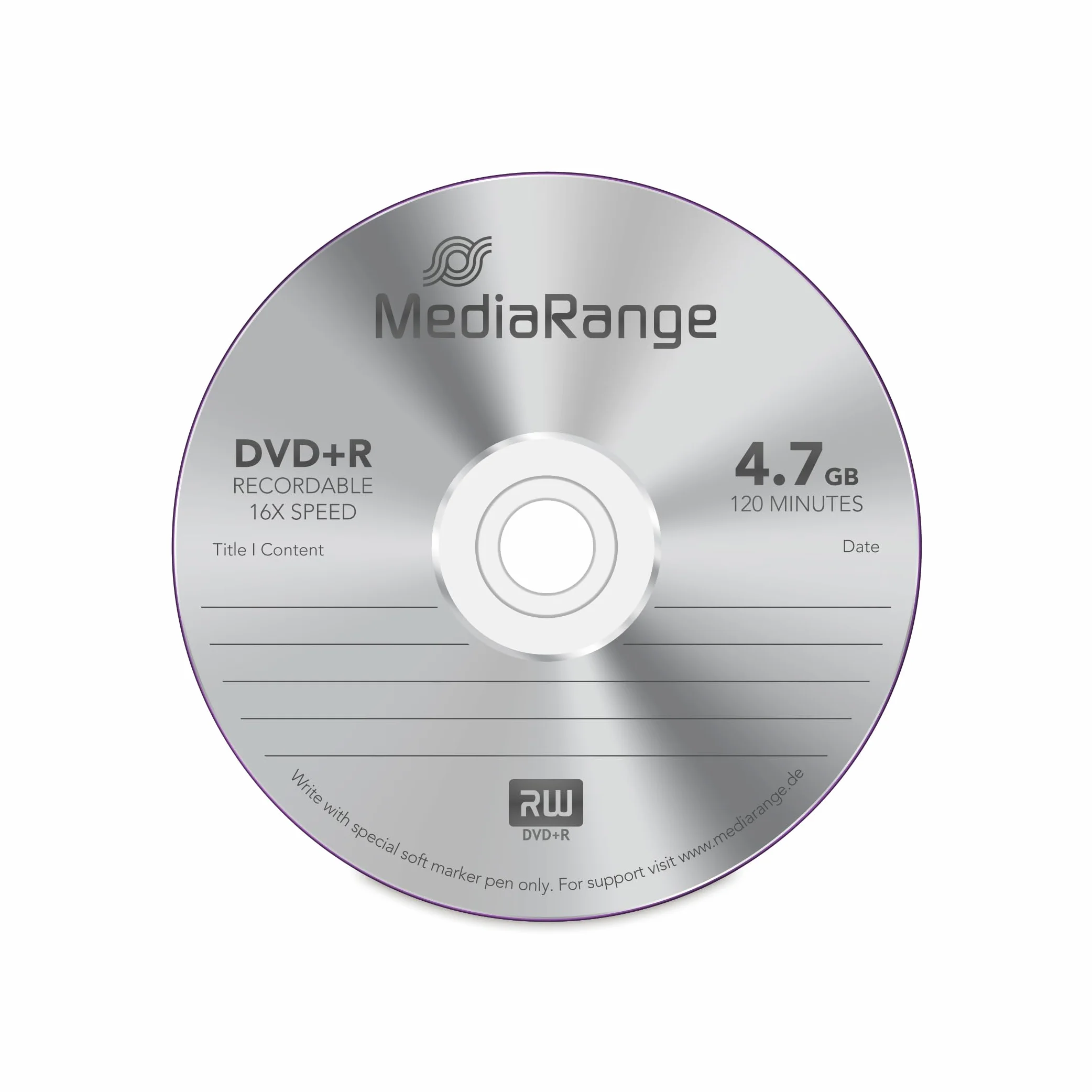 MediaRange MR445 Confezione Dvd+R, Argento