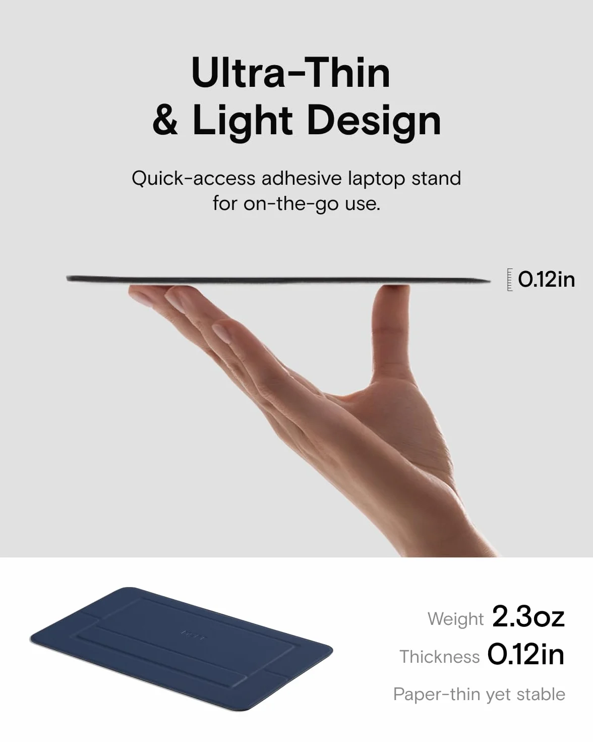 MOFT Supporto per computer portatile, adesivo per la dissipazione del calore, con 2 angoli di visione regolabili, supporto pieghevole e portatile, compatibile con laptop da 11 a 16 pollici, blu navy