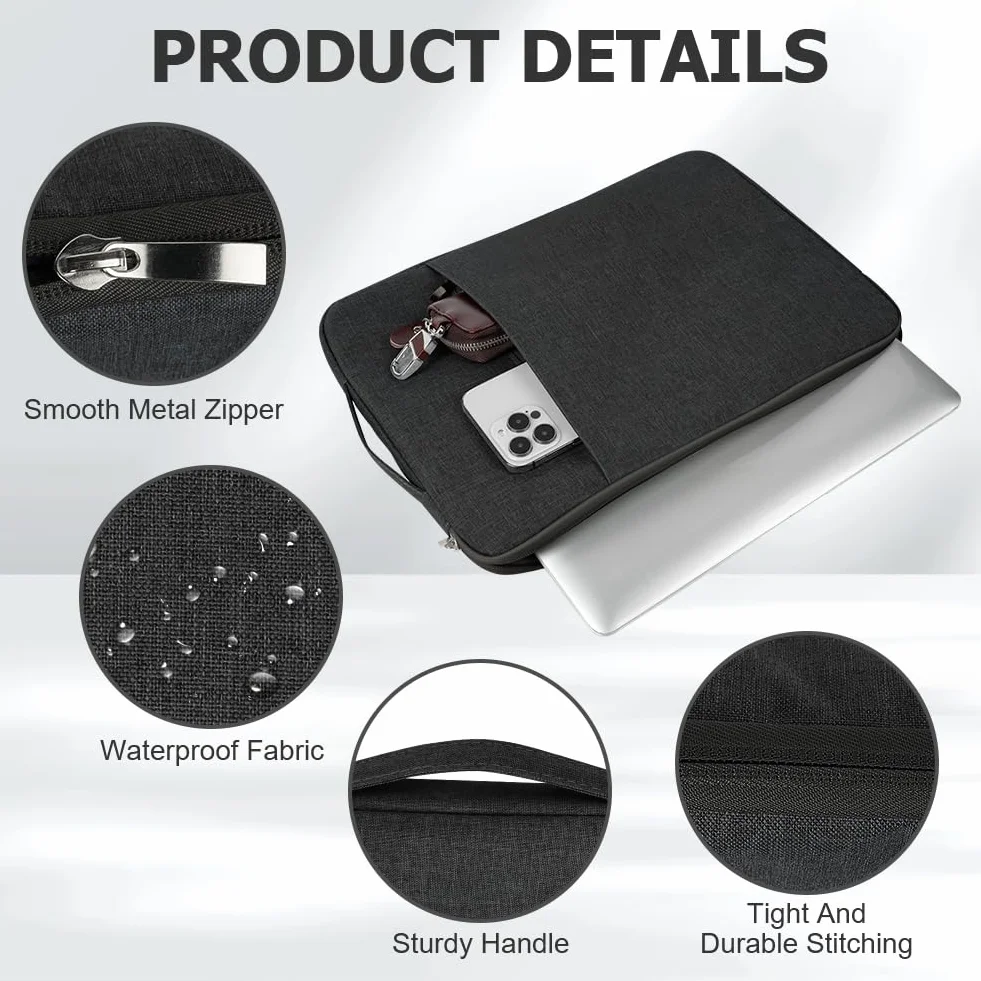 Flintronic Custodia per Laptop da 14 Pollici, Sleeve per Laptop, Impermeabile Custodia Borsa Custodia Protettiva Compatibile con MacBook Pro/Acer/Dell/Lenovo/HP/Samsung/Sony/Asus, 14 Pollici -Nero