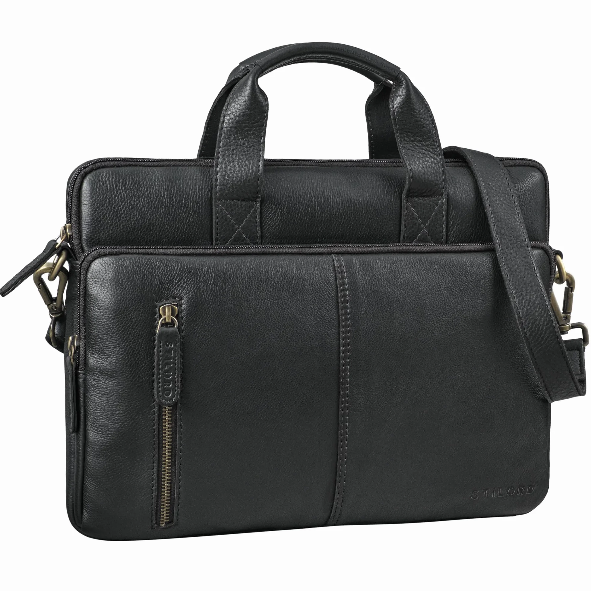STILORD "Raihn" Borsa Porta Pc 13.3-14 Pollici Pelle Ventiquattrore Sottile per Lavoro Viaggio Business Bag Vintage Custodia Laptop in Vera Pelle Colore:nero