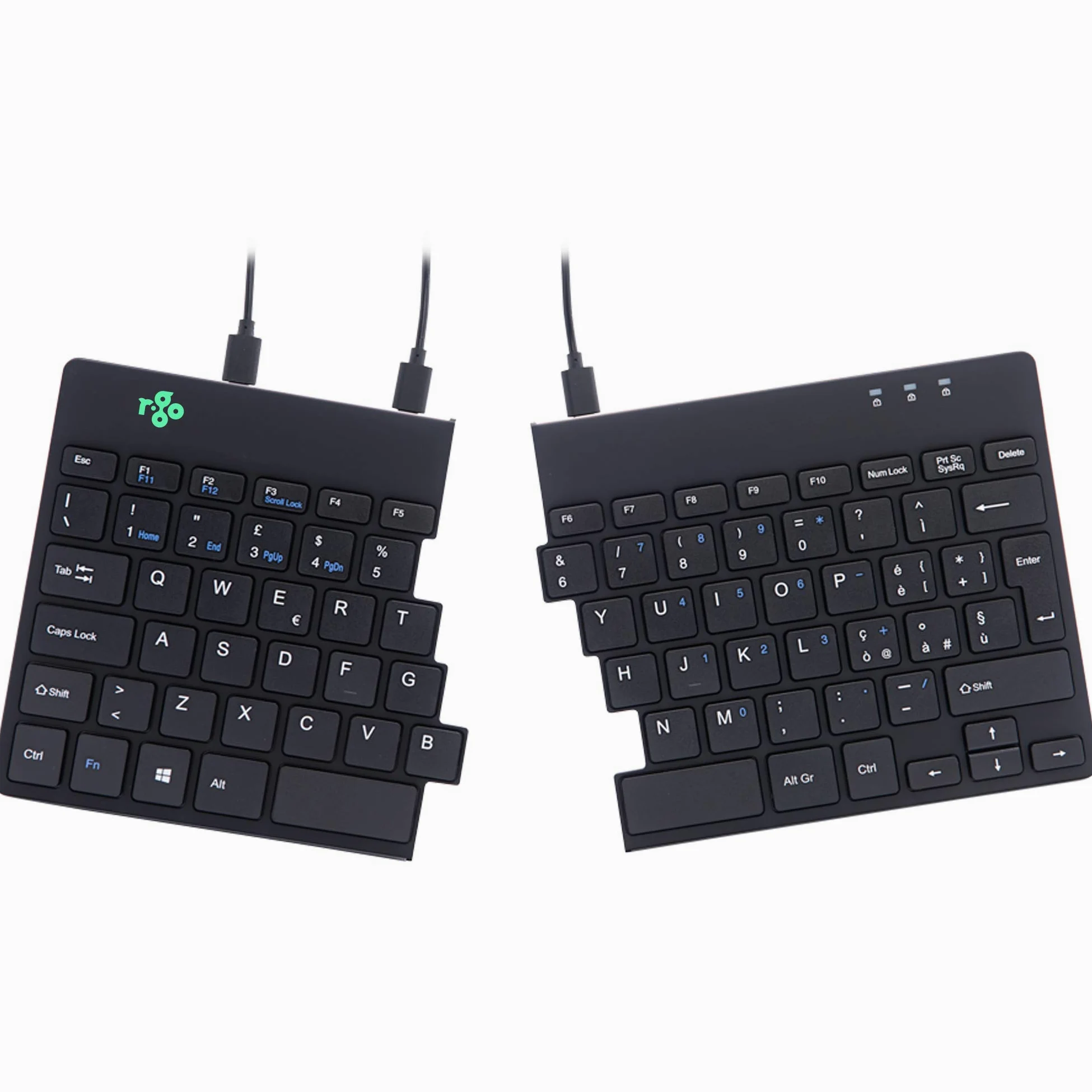 R-Go Tools R-Go Split Tastiera Ergonomico, QWERTY (IT), nero, cablata