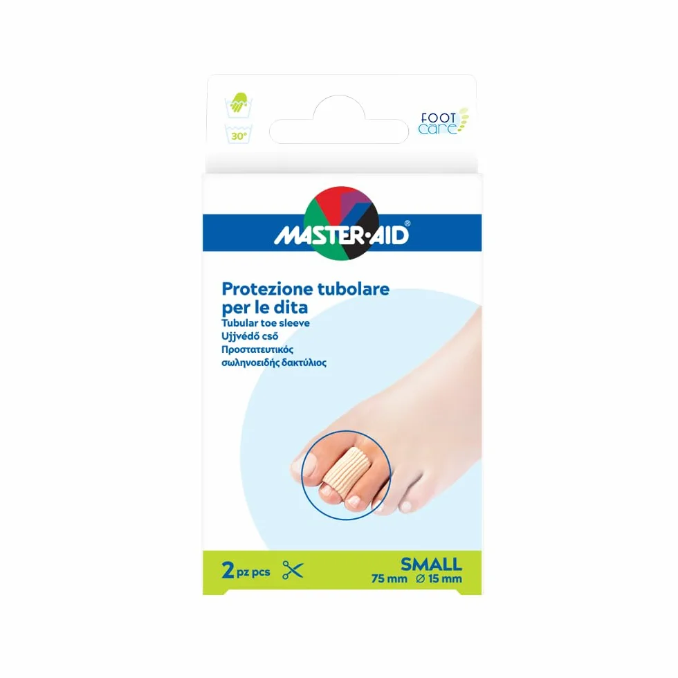 MASTER AID Footcare Dita Protezione Tubolare Lavabile Riutilizzabile Small 2 Pezzi 75mm 15mm