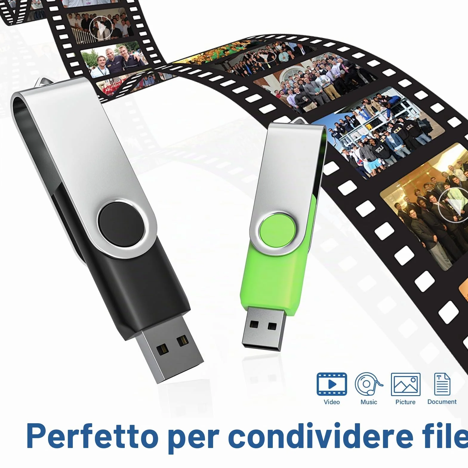 WOOOLKEN Chiavetta USB 8GB 10 Pezzi USB 2.0 Pen Drive Girevole Nero