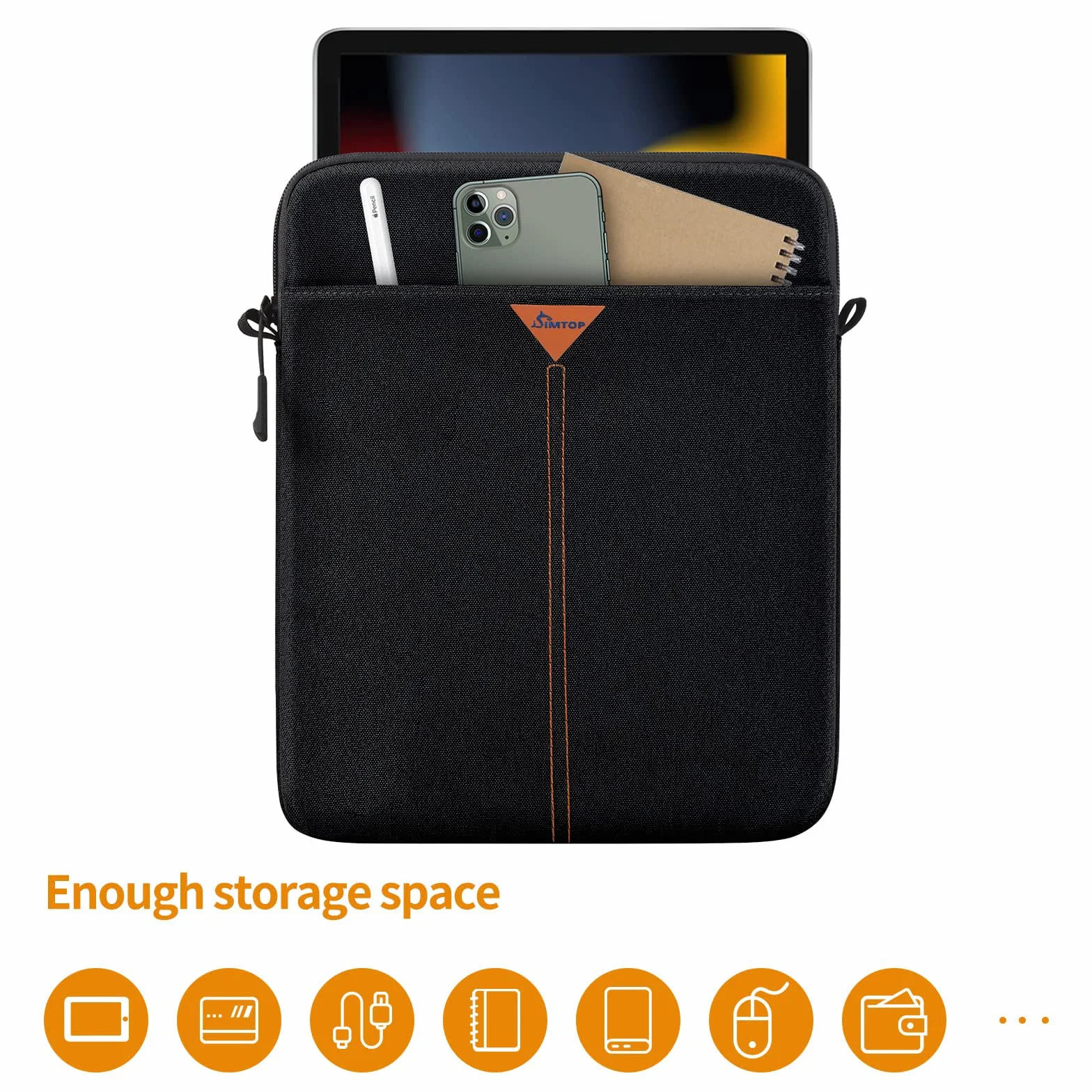 SIMTOP Borsa Ipad per,Borse a Tracolla con Tasche Portaoggetti, Compatibile con ipad air 2023 borsa ipad 10 generazione, Accessori per tablet impermeabili, Borsa per tablet da uomo (Nera)