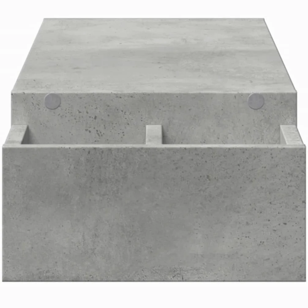 Supporto per monitor con vano portaoggetti, in legno grigio cemento, 100 x 27 x 15 cm, 4 scomparti, per scrivania per computer, scrivania, supporto per laptop, supporto per monitor, home