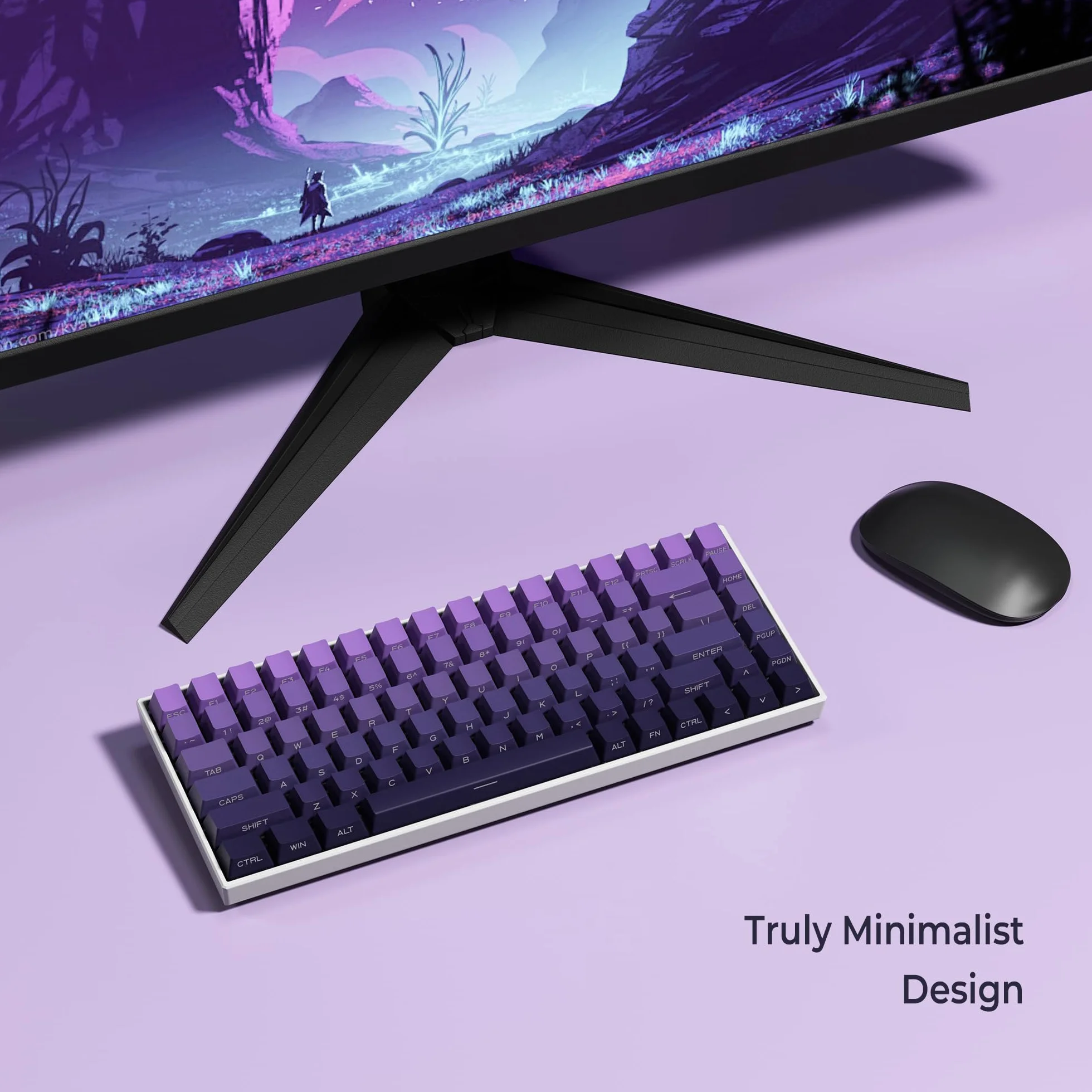 XVX Side Print Keycaps, Shine Through Double Shot PBT Keycaps, Custom Key caps 60 65 75 100 Percent, Gradient Purple 136 Keys Set, OEM Profile, Minimalist Style for Cherry Gateron MX Switches Keyboard