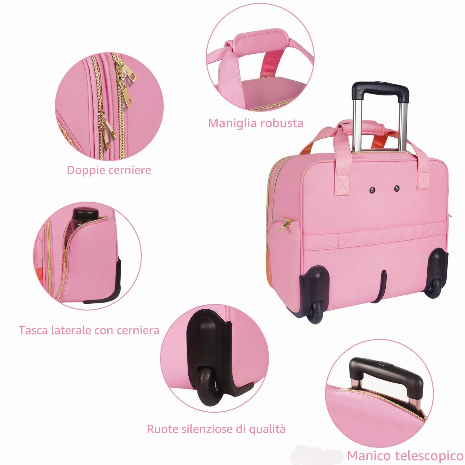 MATEIN Borsa per laptop da 17 pollici con ruote, Trolley da viaggio d'affari, Valigia da cabina