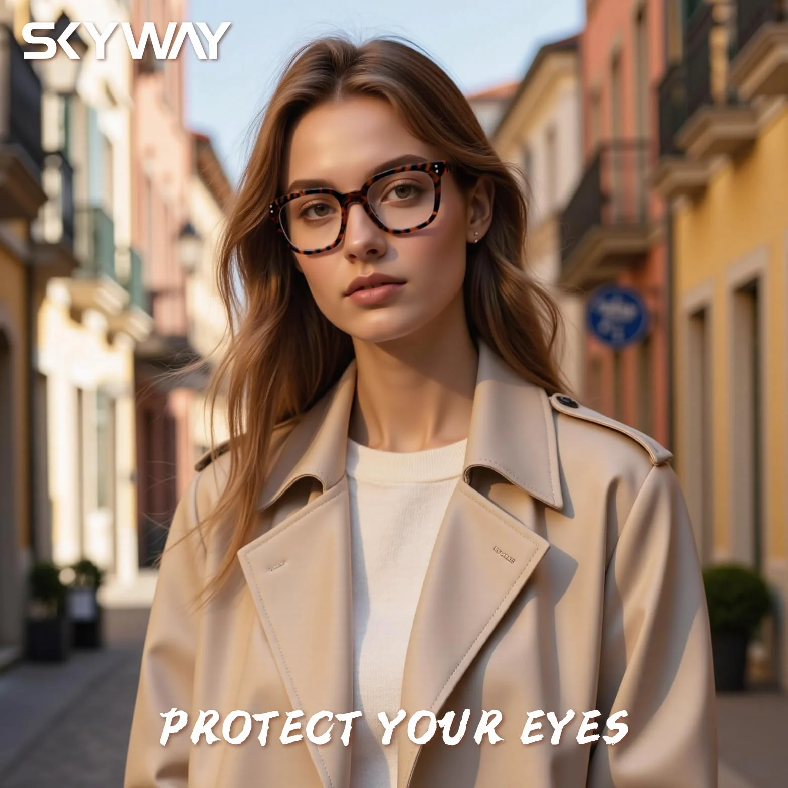 SKYWAY Occhiali Luce Blu Donna Oversize Filtro Luce Blu Computer Gioco Cerniera Molla Protezione UV Anti-affaticamento Occhi